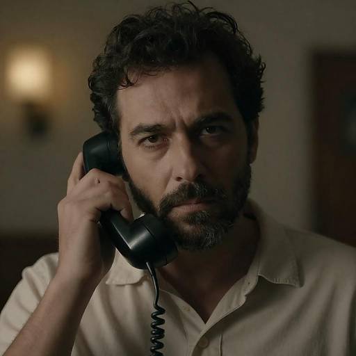 Gritty Portrait with Vintage Telephone