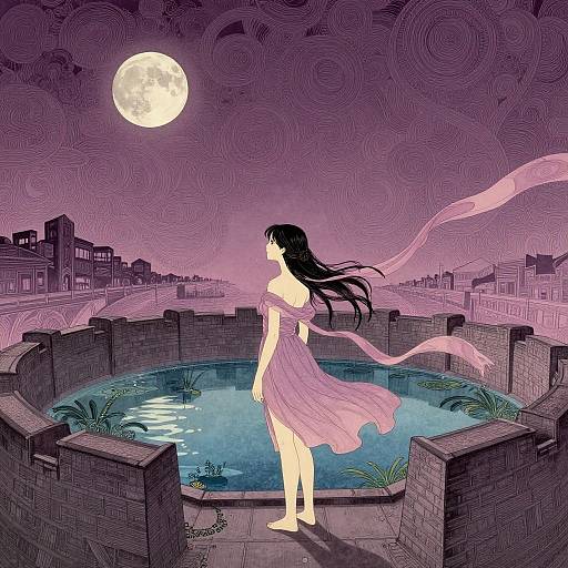 Surreal Romantic Girl in Sea Fort