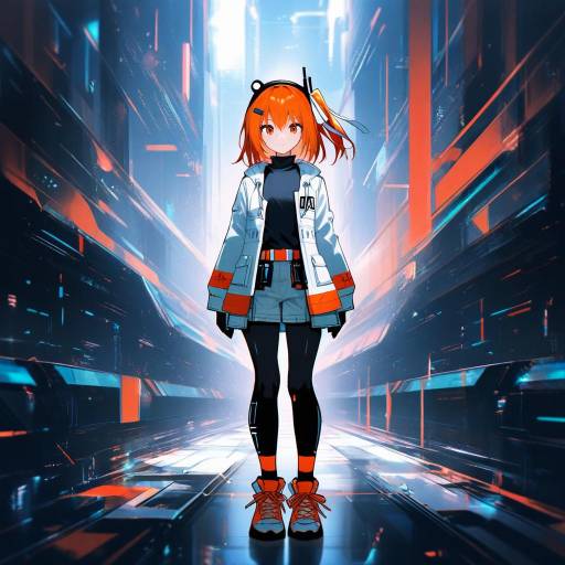 Futuristic Android Girl in Dystopian Setting