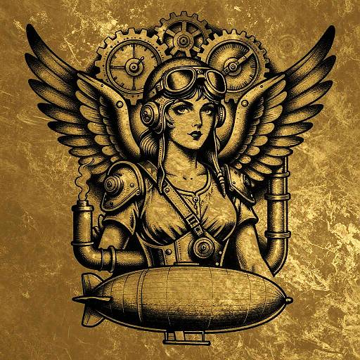 Steampunk Aviator Vintage Tattoo Art
