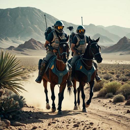 Explorers in a Sci-Fi Desert Landscape