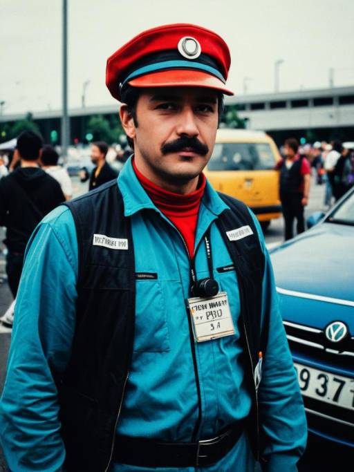 Man in Driver Uniform Costume at Cosplay Festival