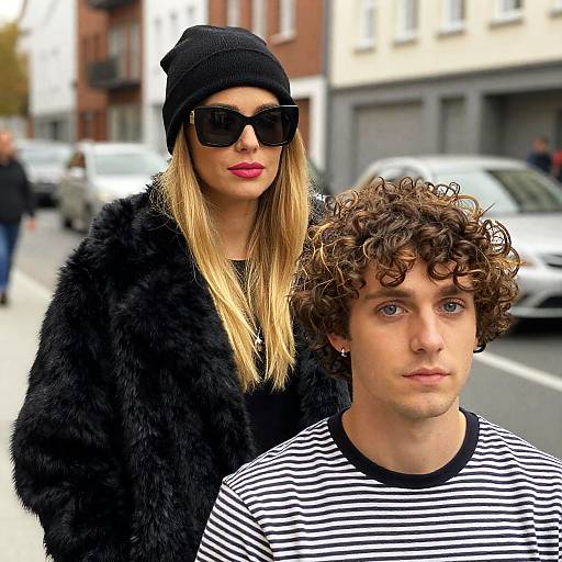 City Street Portrait of Two Individuals