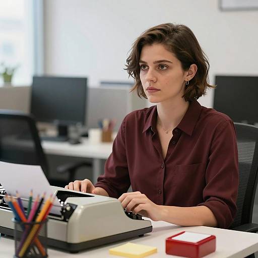Office Portrait of a Thoughtful Woman