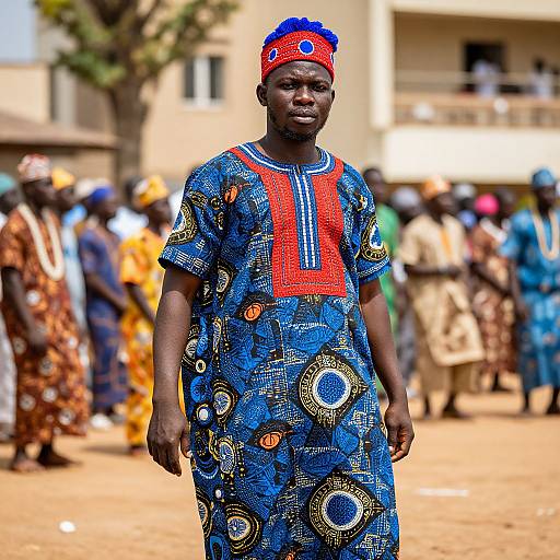 Man in Yoruba Traditional Dress and Headdress