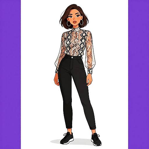 Urban Chic Woman in Sheer Snake Print