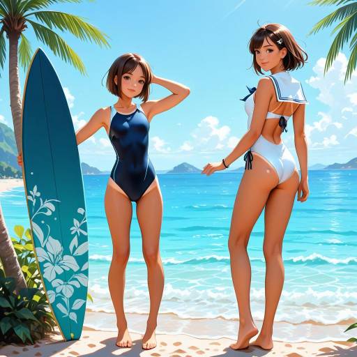 Cheerful Admiral in Swimsuit at Beach