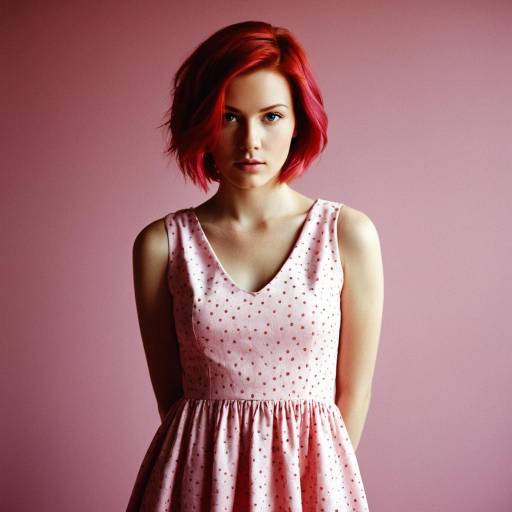 Realistic Female with Red Fade Hairstyle