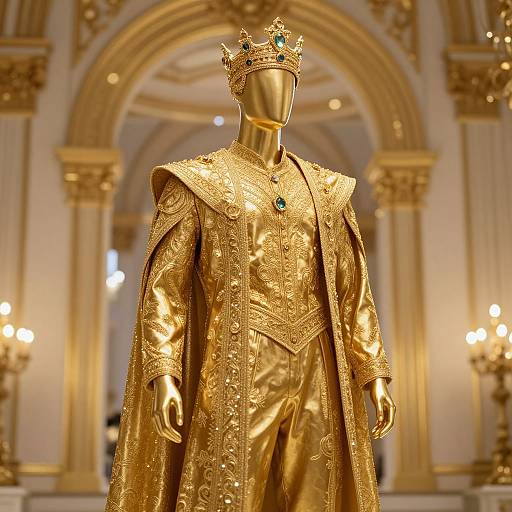 Majestic Golden Mannequin in Opulent Palace