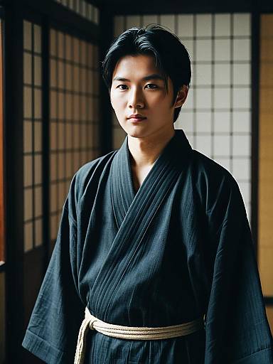 Realistic Asian Man in Traditional Robe