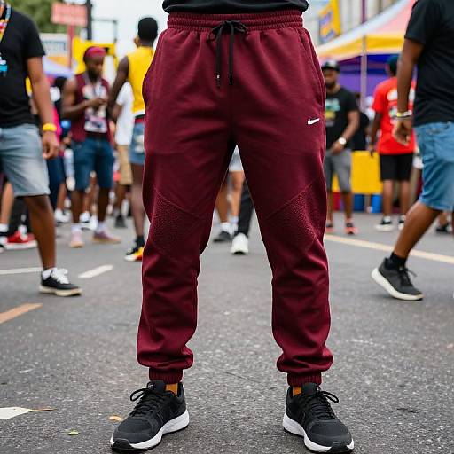 Burgundy Streetwear Joggers at Festival