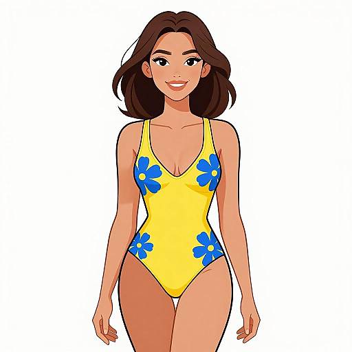 Smiling Woman in Vibrant Beachwear