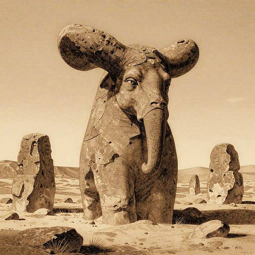 Stone Colossus in Desert Ruins