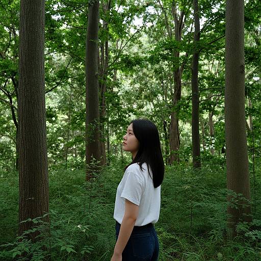 Young Woman in Serene Forest