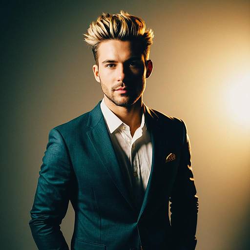 Burst Fade Hairstyle in Casual Suit