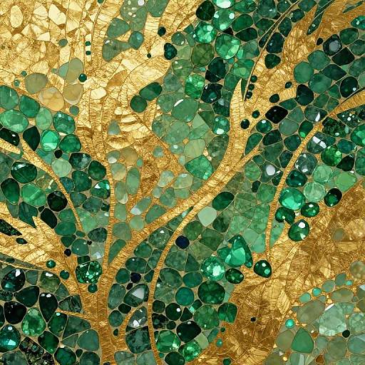 Emerald and Gold Gemstone Mosaic