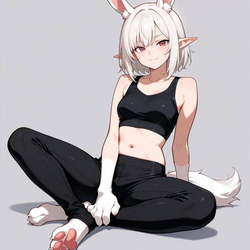 Curious Bunny Girl in Midriff Outfit Curious Bunny Girl in Midriff Outfit