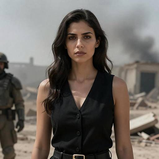 Warrior Woman in a Devastated Landscape