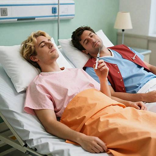 Intimate Hospital Scene with Two Men