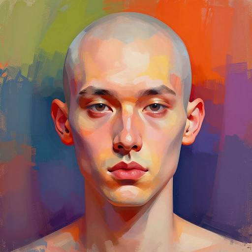 Artistic Bald Portrait with Vibrant Colors