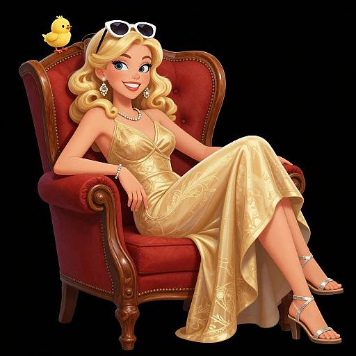 Chic Blonde Woman Reclining Elegantly