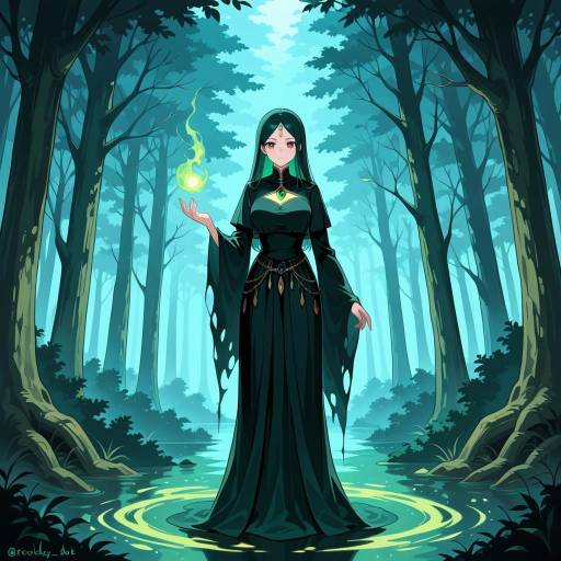 Ethereal Sorceress in Enchanted Grotto