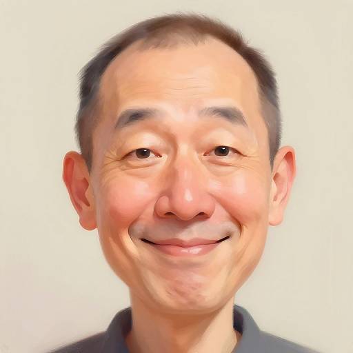 Artistic Caricature of Middle-Aged Person