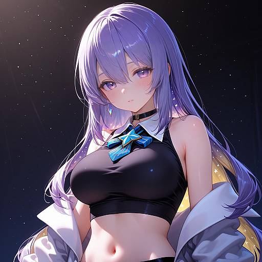 Illustration of Moona hoshinova (1st costume), hololive in the style of Takoyaki (roast)