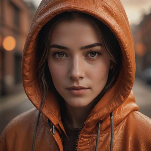 Hyperrealistic Young Woman in Hoodie Portrait