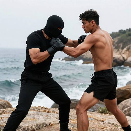 Dramatic Coastal Fight Between Men