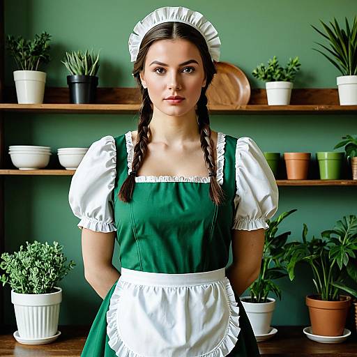 Young Woman in Traditional Maid Costume