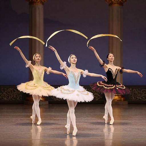 Graceful Ballerinas in Colorful Dresses
