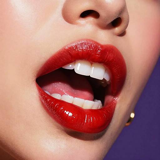 Glossy Brick Red Pop Art Lips