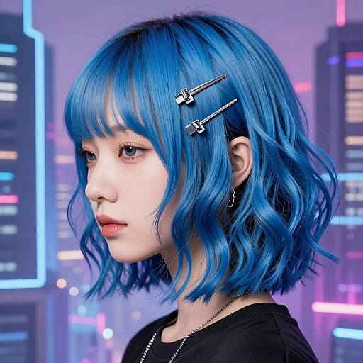 E-Girl Electric Blue Bob Hairstyle