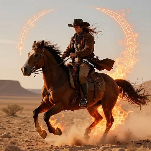 Cowboy Tiefling on Fiery Steed