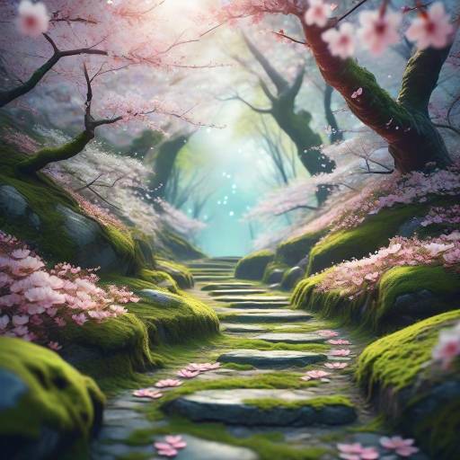 Enchanting Cherry Blossom Forest Pathway