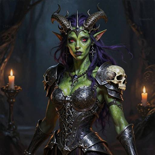 Intricate Half-Orc Gothic Princess Portrait