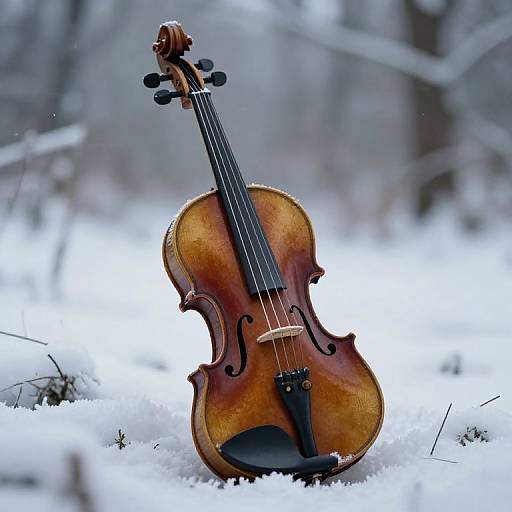 Silent Violin in Winter's Embrace