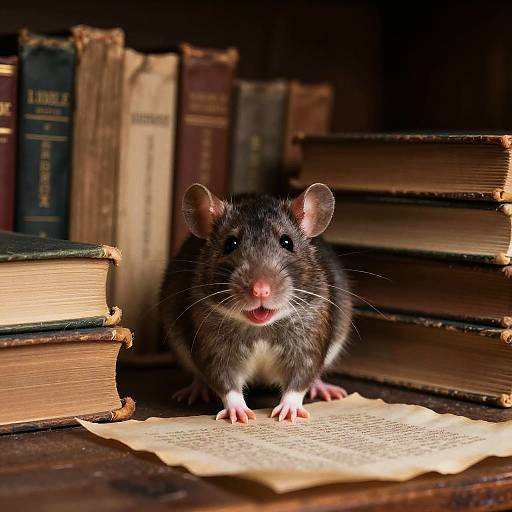 Ultra-Realistic Rat in Cozy Library