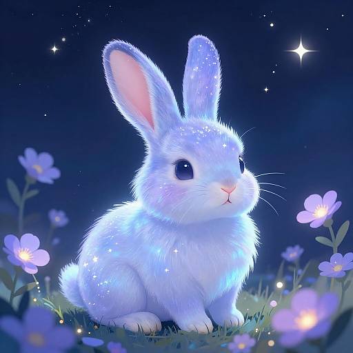 Magical Bunny Under Starry Sky