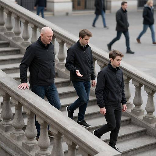 Urban Descent: Three Men on Staircase