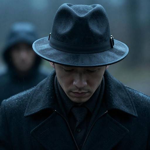 Mysterious Man in a Rainy Night