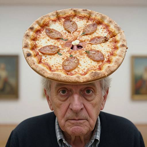Surreal Old Man Pizza Portrait