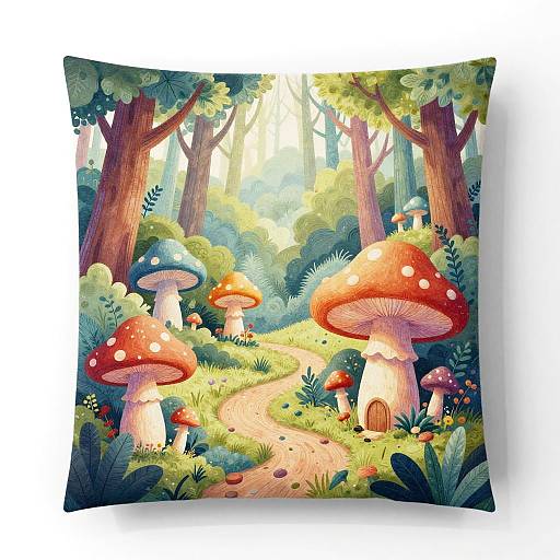 Fantastical Mushroom Houses Fabric Design