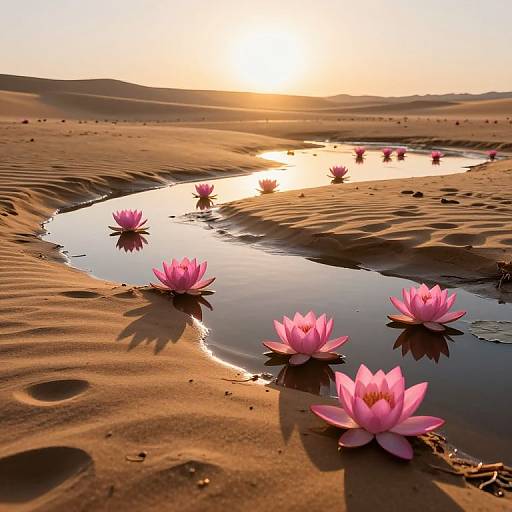 Serene Pink Lotus in Desert Pools