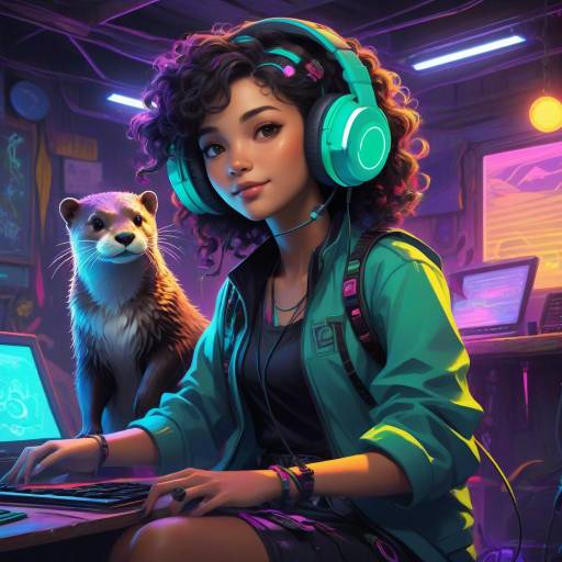Neon Otter Artist in Dystopian Beach Neon Otter Artist in Dystopian Beach