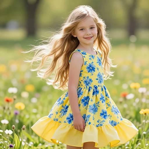 Joyful Girl in Sunny Meadow