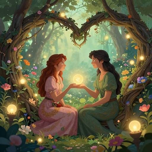 Whimsical Polyamor Fantasy Garden Scene