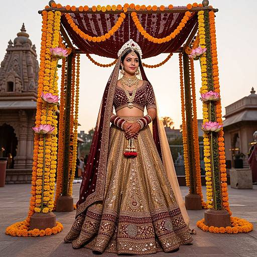 Traditional Indian Bride in Temple Wedding