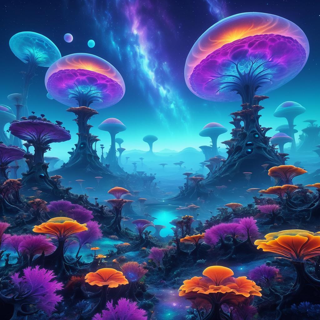 Surreal Alien Fractal Landscapes Exploration